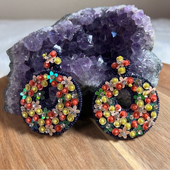 Stella & Dot Beaded Multi Color Earrings - Picture 2 of 6